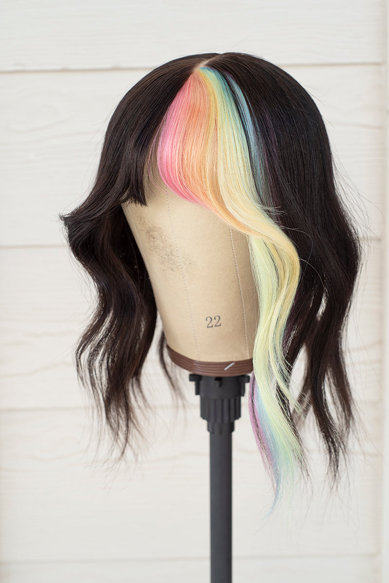 Bubble Bath Pastel Split Dye Wig Topper - Dark Brown Base