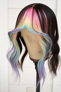 Bubble Bath Ombre Curtain Bang Wig Topper - Dark Brown Base