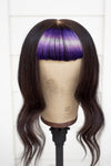 Purple Shine Line Wig Topper - Dark Brown Base