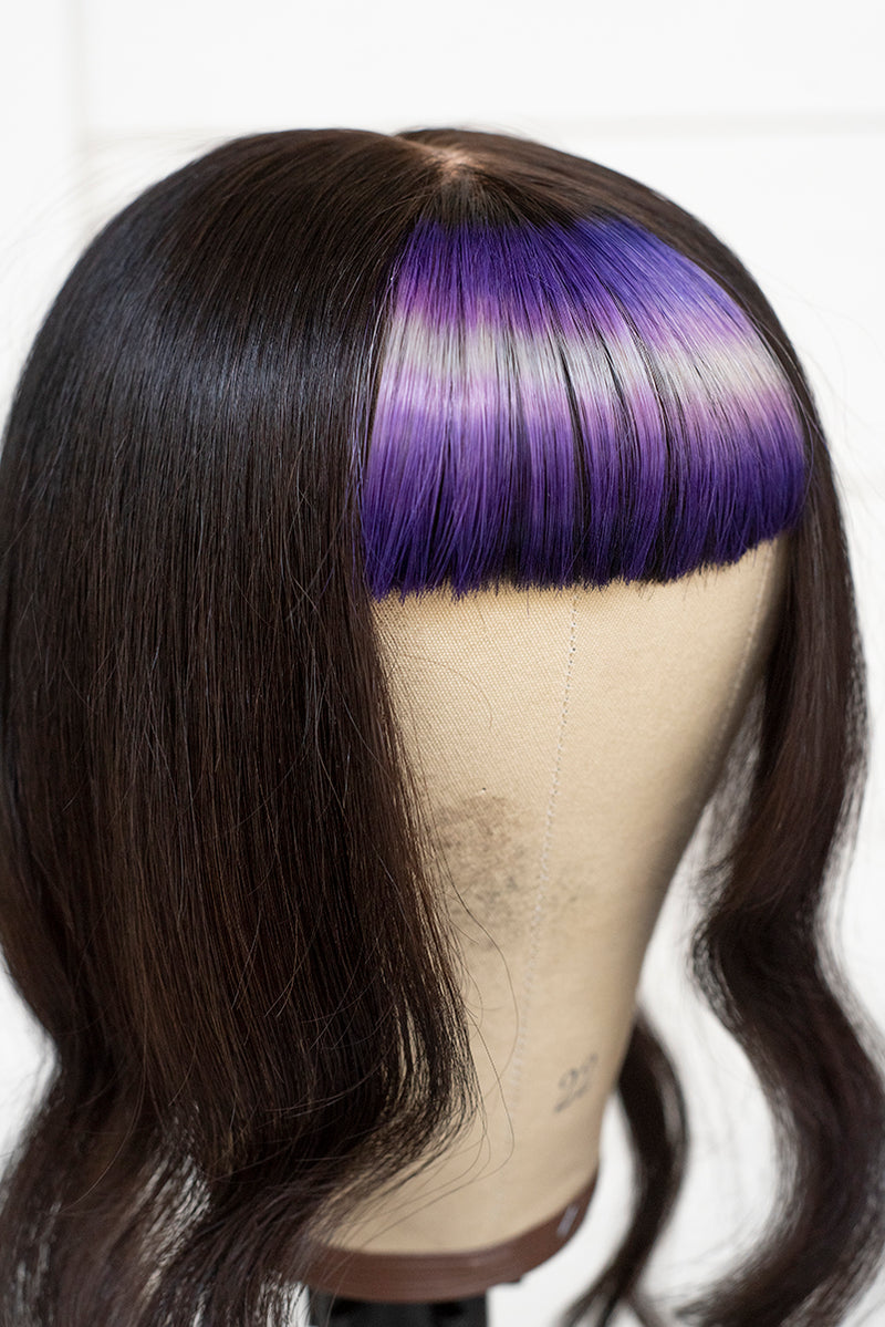 Purple Shine Line Wig Topper - Dark Brown Base