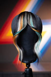 Cowboy Calico Long Wispy Bang - Dark Brown Base