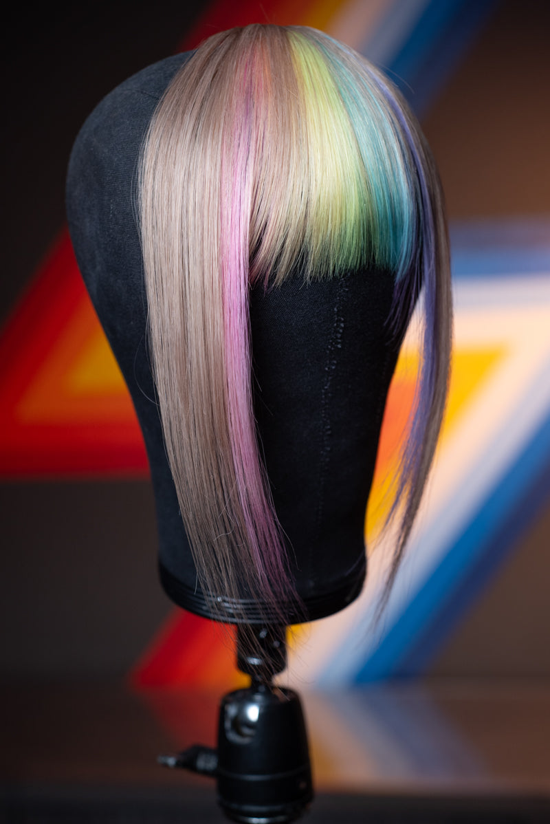 Bubble Bath Striped Long Wispy Bang - Natural Blonde Base