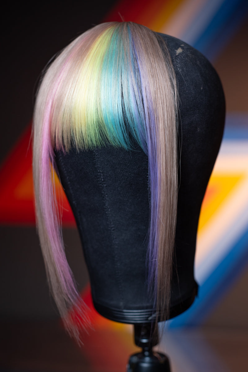 Bubble Bath Striped Long Wispy Bang - Natural Blonde Base
