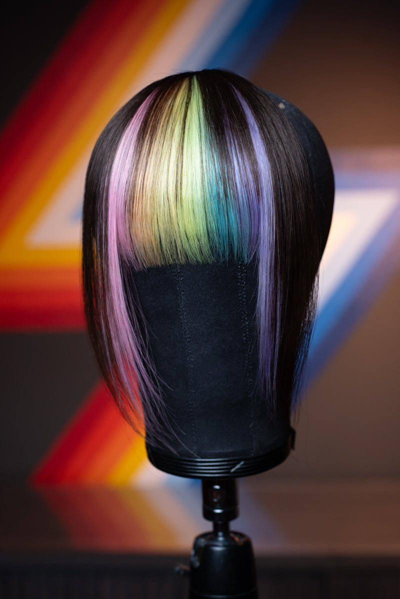 Bubble Bath Striped Long Wispy Bang - Medium Brown Base
