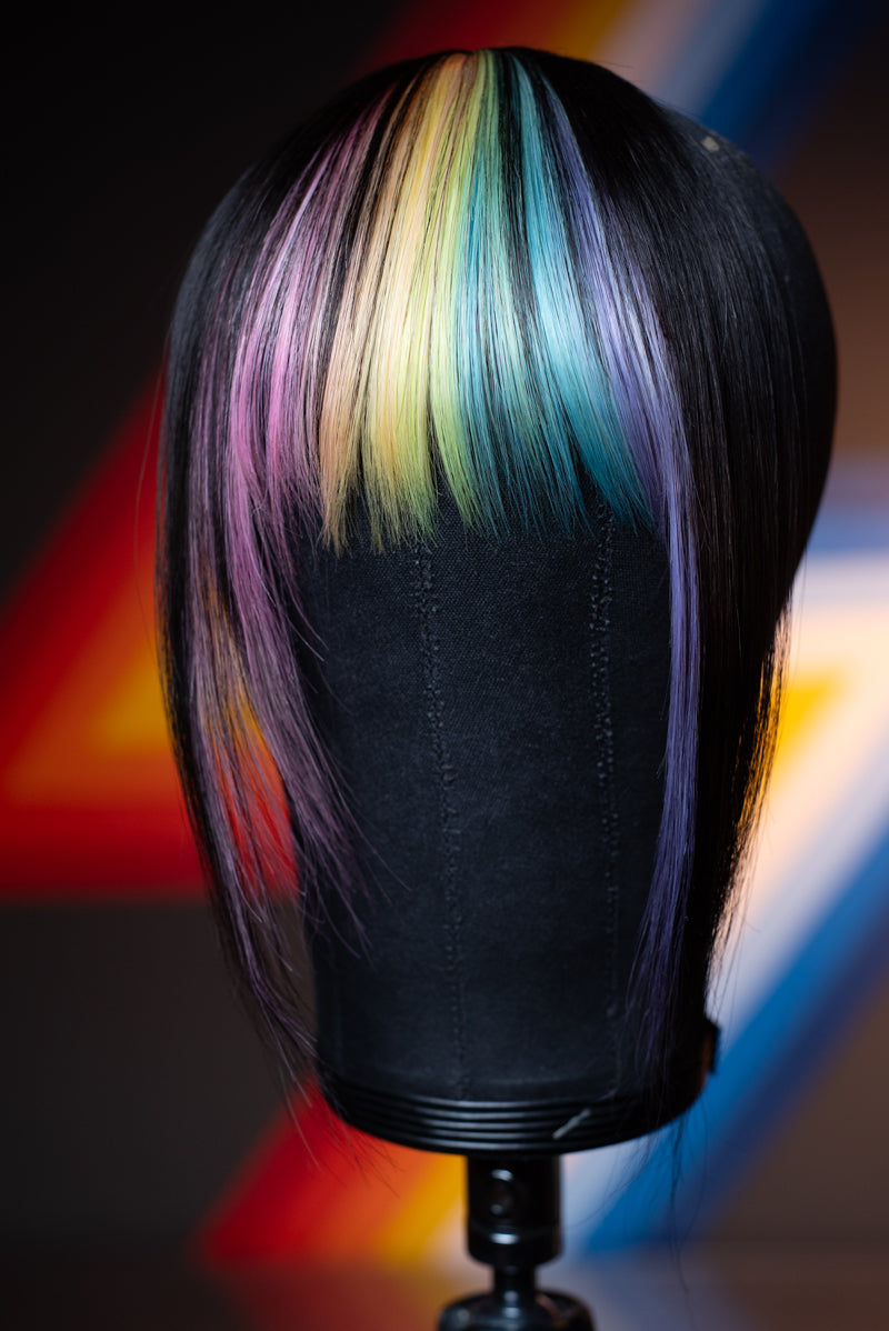 Bubble Bath Striped Long Wispy Bang - Dark Brown Base