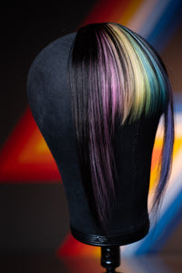 Bubble Bath Striped Long Wispy Bang - Dark Brown Base