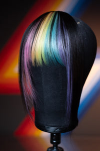 Bubble Bath Striped Long Wispy Bang - Dark Brown Base
