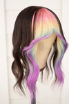 Bubble Bath Ombre Curtain Bang Wig Topper -Medium Brown Base