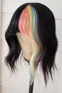 Bubble Bath Pastel Split Dye Wig Topper - Natural Black Base