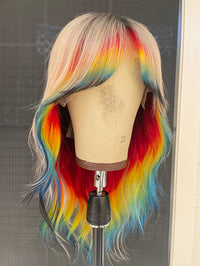 Rainbow Halo Blonde Contrast Root Lace Front Wig