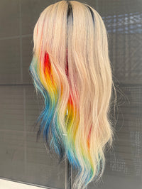 Rainbow Halo Blonde Contrast Root Lace Front Wig