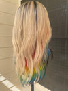 Rainbow Halo Blonde Contrast Root Lace Front Wig